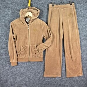 Vtg Y2K Hale Bob Brown Velour Hooded Track Suit Size S & XS‎